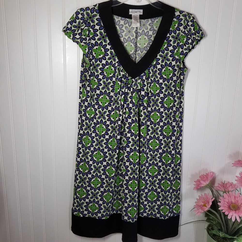 Short Jersey Knit V-neck Print Dress 10